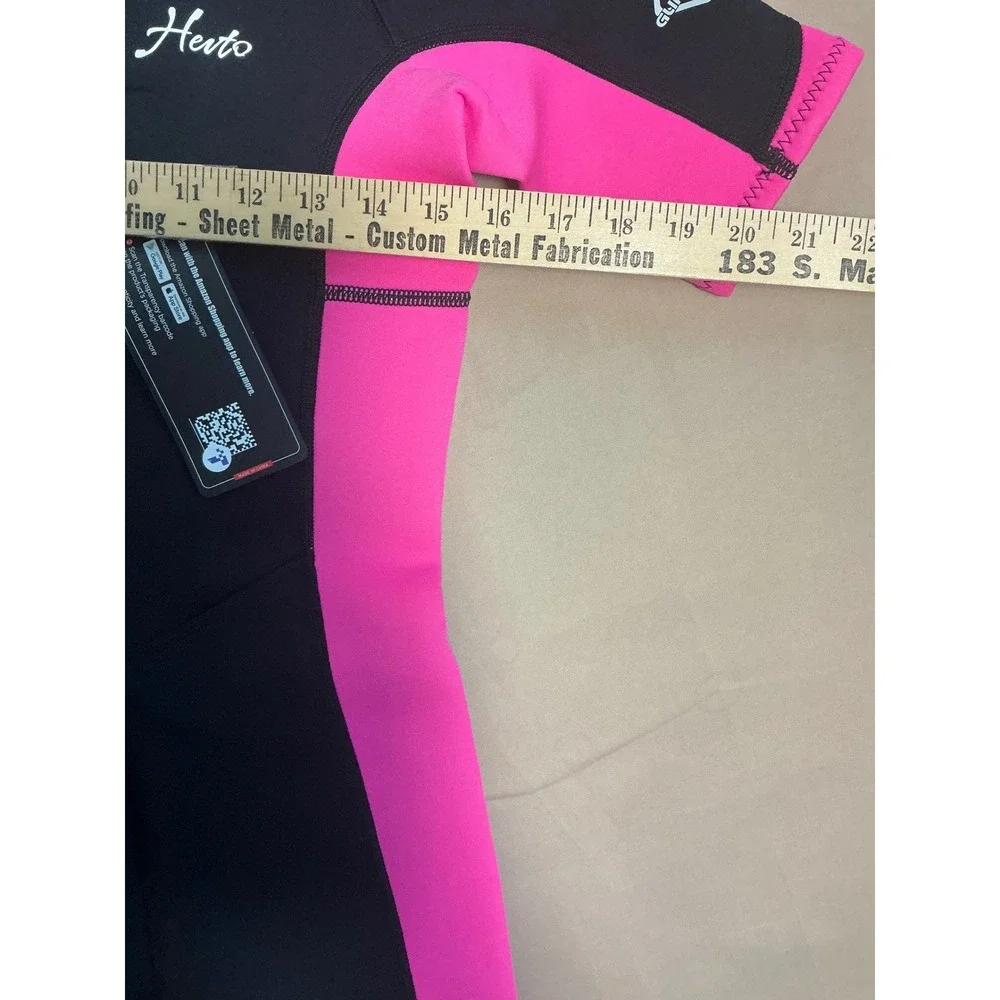 Hevto Wetsuit Shorty Kids Size 12 Black Pink New 2mm Neoprene Front Zip 1521